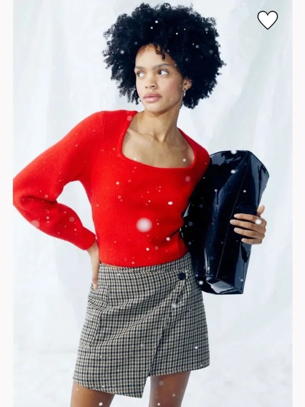 H&M Square Neck Rib Knit Long Sleeve Sweater in Red Size S EUC